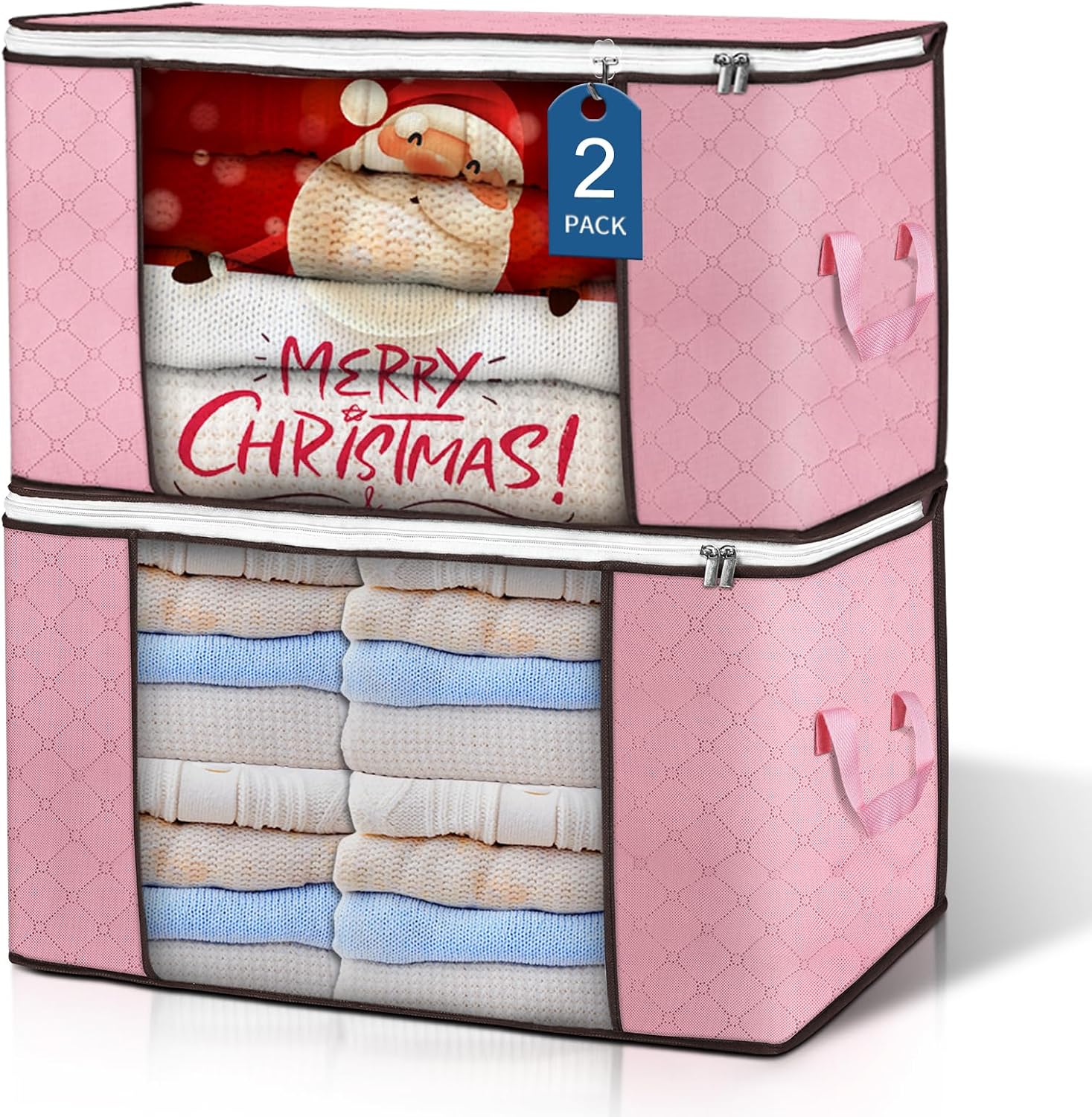 Moonval Storage Bags, Foldable Closet Organizers with Reinforced Handles for Bedding & Clothing