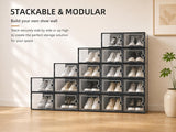 Moonval Shoe Storage Boxes, Clear Stackable Sneaker Organizer Bins with Front Opening