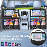 Moonval Backseat Car Organizer, 2-Pack Seat Protectors with Foldable Tray, Tablet Holder & 9 Pockets