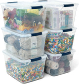 Moonval 32 Qt Stackable Storage Bins with Lids, 6-Pack Clear Plastic Closet Organizers