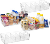 Moonval Pantry Storage Bins, Clear Organizers with Removable Dividers for Kitchen & Refrigerator