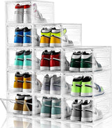 Moonval Clear Shoe Storage Boxes, 6-Pack Stackable Sneaker Organizer with Magnetic Door