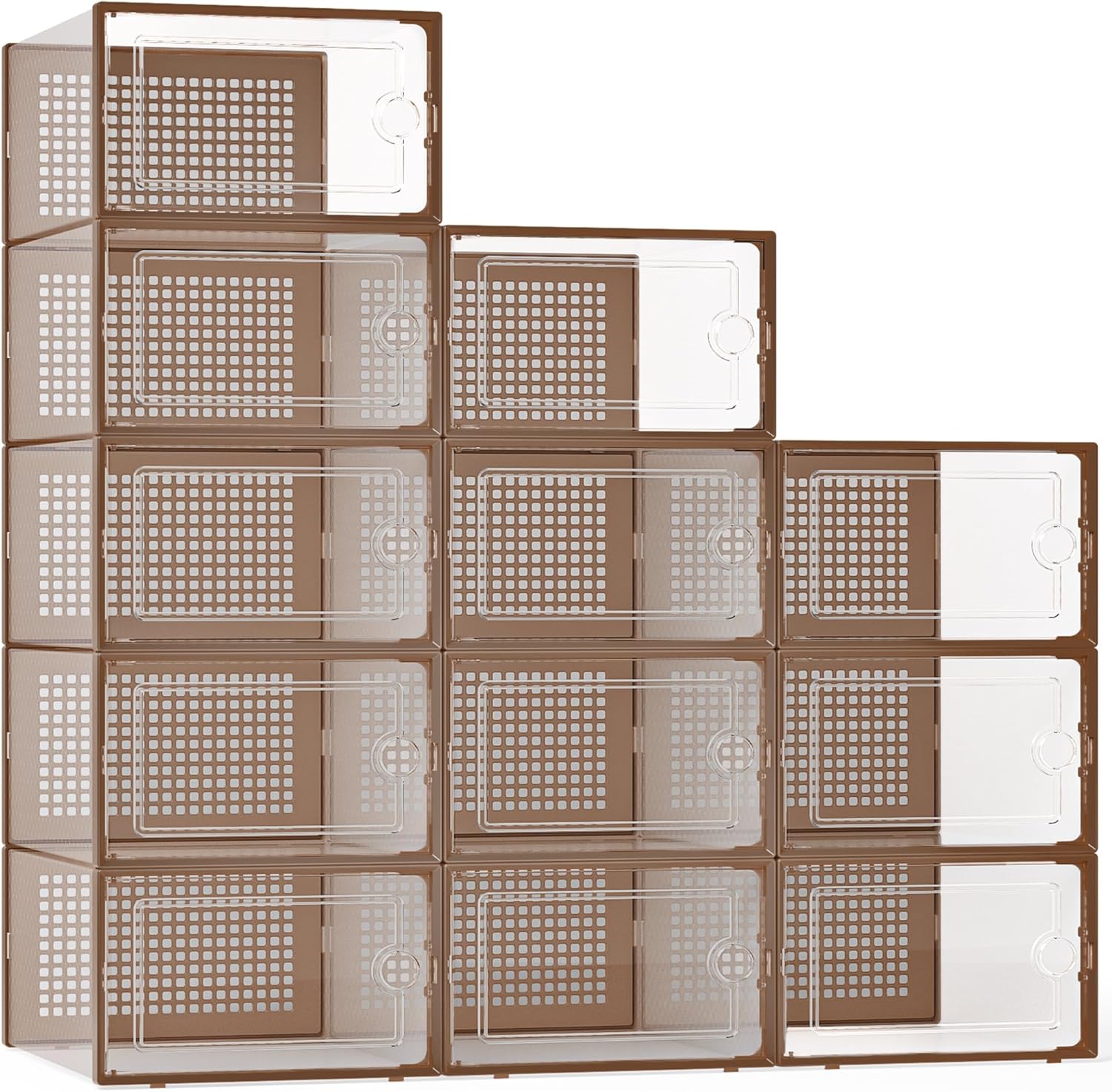 Moonval Shoe Storage Boxes, Clear Stackable Sneaker Organizer Bins with Front Opening