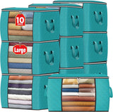 Moonval Closet Storage Bags, 3-Pack 35L Foldable Under Bed Organizers with Handles for Clothing