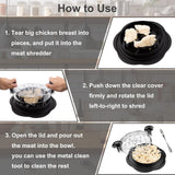 Moonval Chicken Shredder Tool, Large Twist Meat Shredder with Brush & Fork for Chicken, Pork & Beef