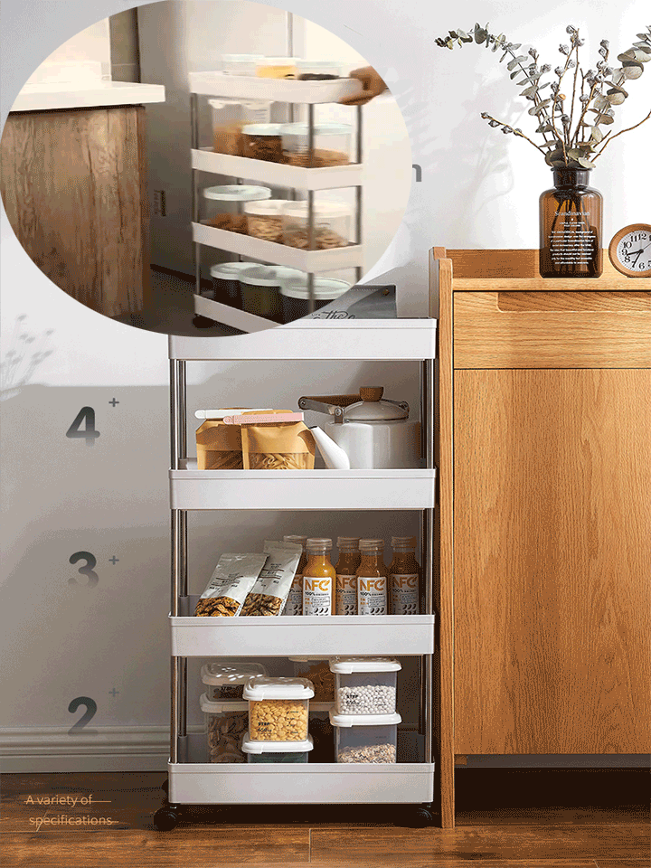 Moonval 4-Tier Slim Rolling Storage Cart, Narrow Space Organizer with Wheels