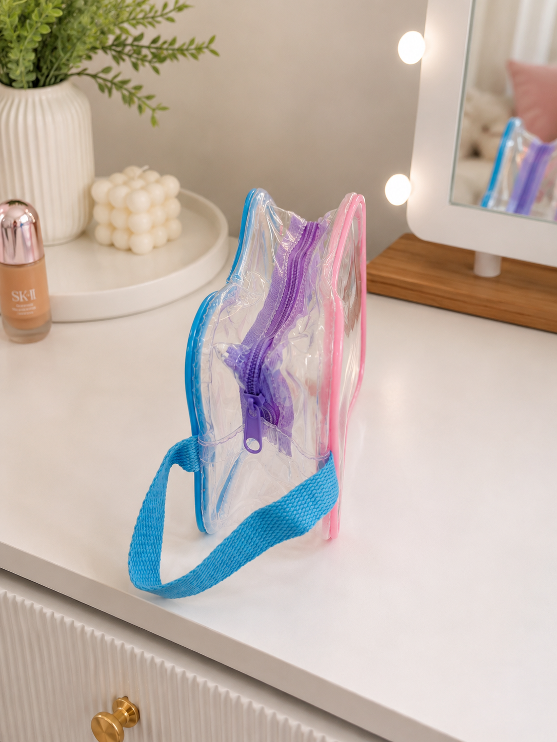 Moonval Clear Travel Toiletry Bag, Transparent Cosmetic Organizer 20 x 13 cm