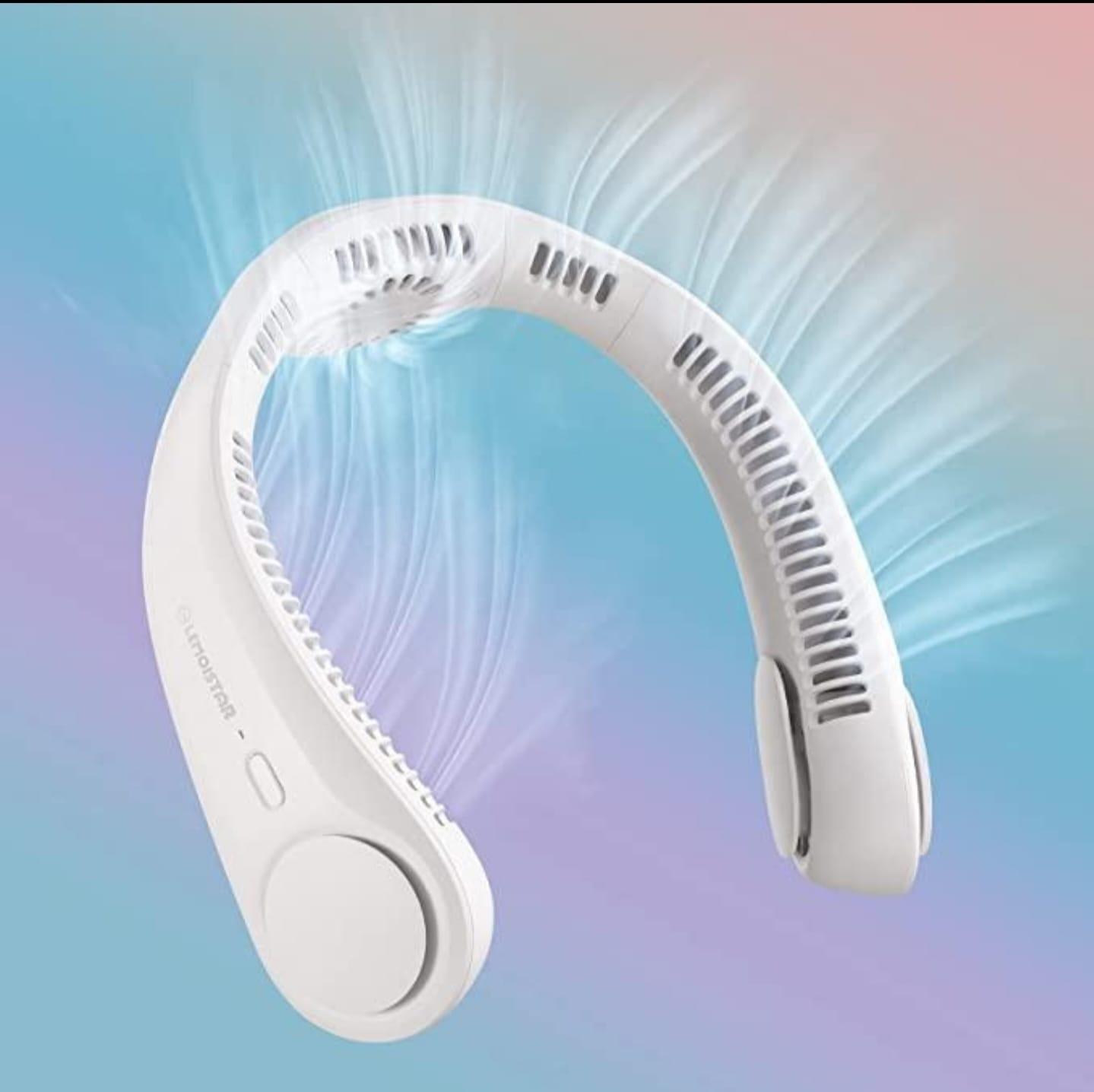 Moonval Portable Neck Fan, USB Rechargeable Hands-Free Bladeless Personal Cooling Fan