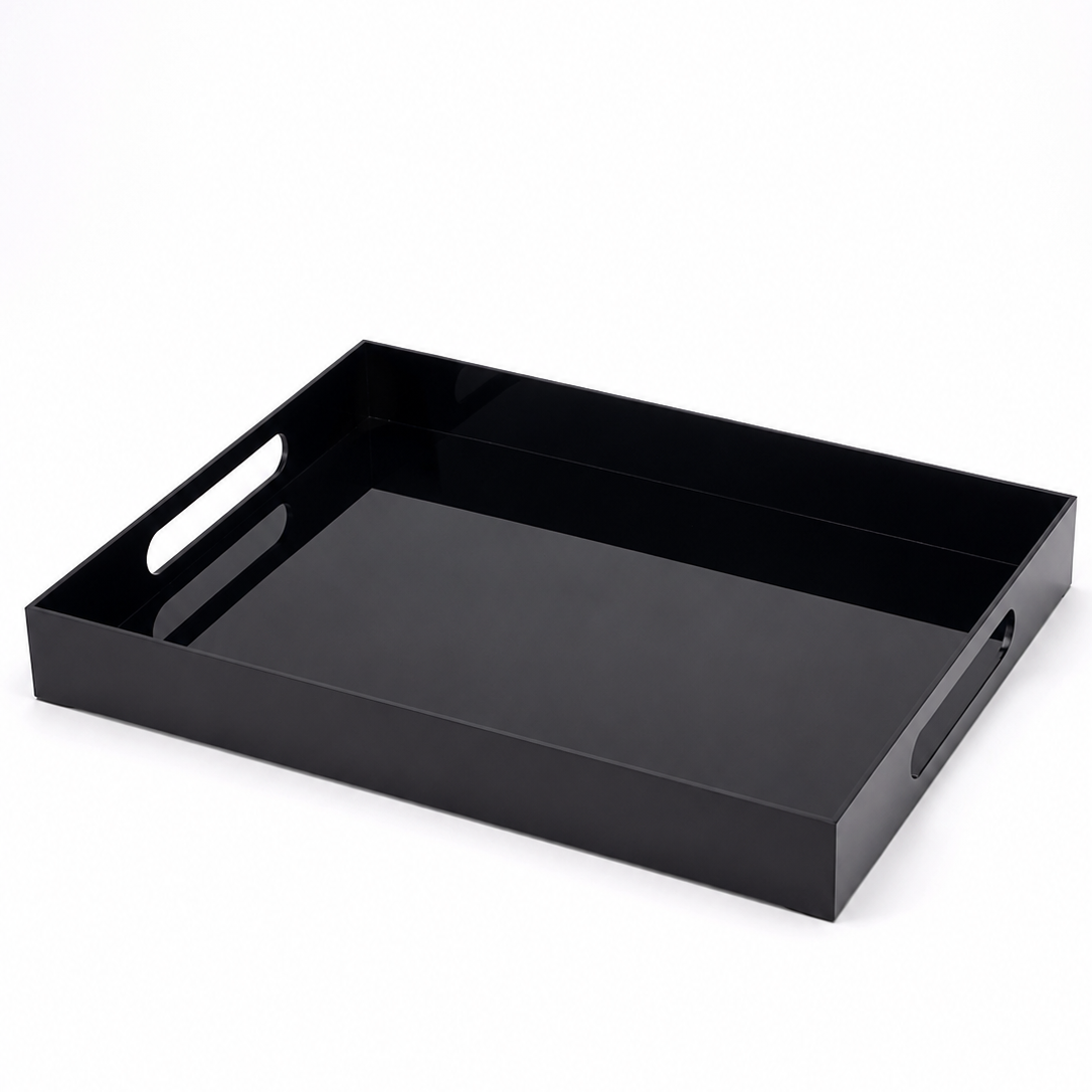 Moonval Premium Acrylic Serving Tray, Clear Carrying Tray with Side Handles