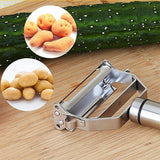 Moonval Julienne Vegetable Peeler, Stainless Steel Dual-Blade Shredder for Carrots & Cucumbers