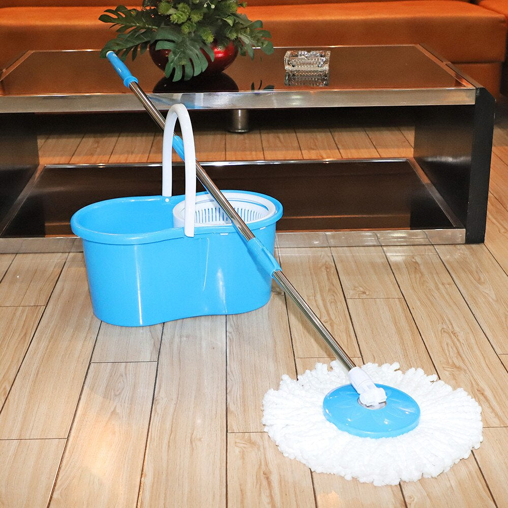 Moonval Spin Mop & Bucket Set, 360° Microfiber Floor Cleaning System with Spin Wringer
