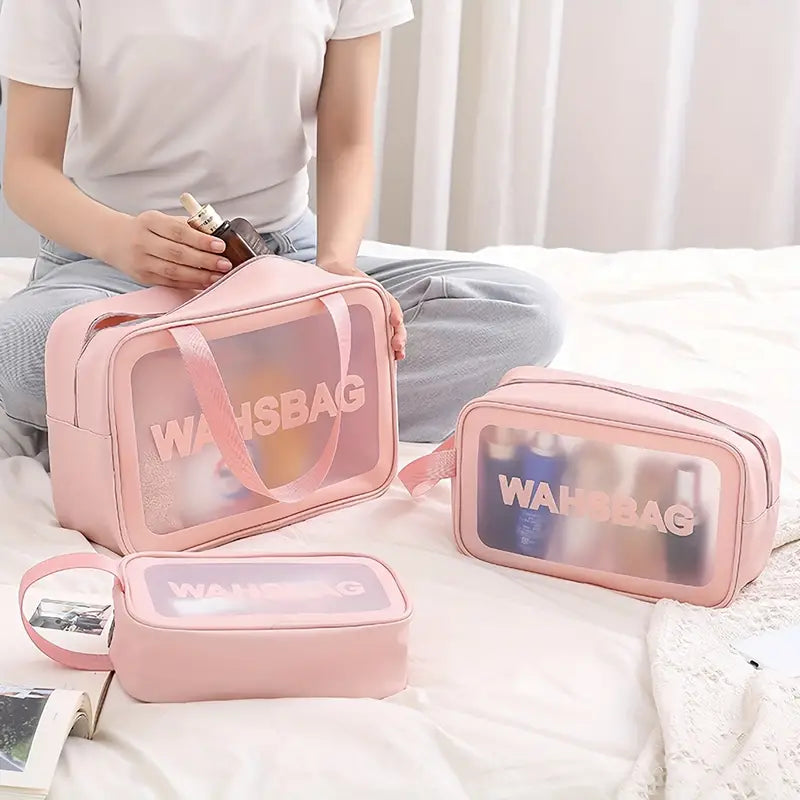 Moonval Travel Makeup Bag Set, 3-Piece Cosmetic Organizer Pouches for Toiletries & Beauty Essentials