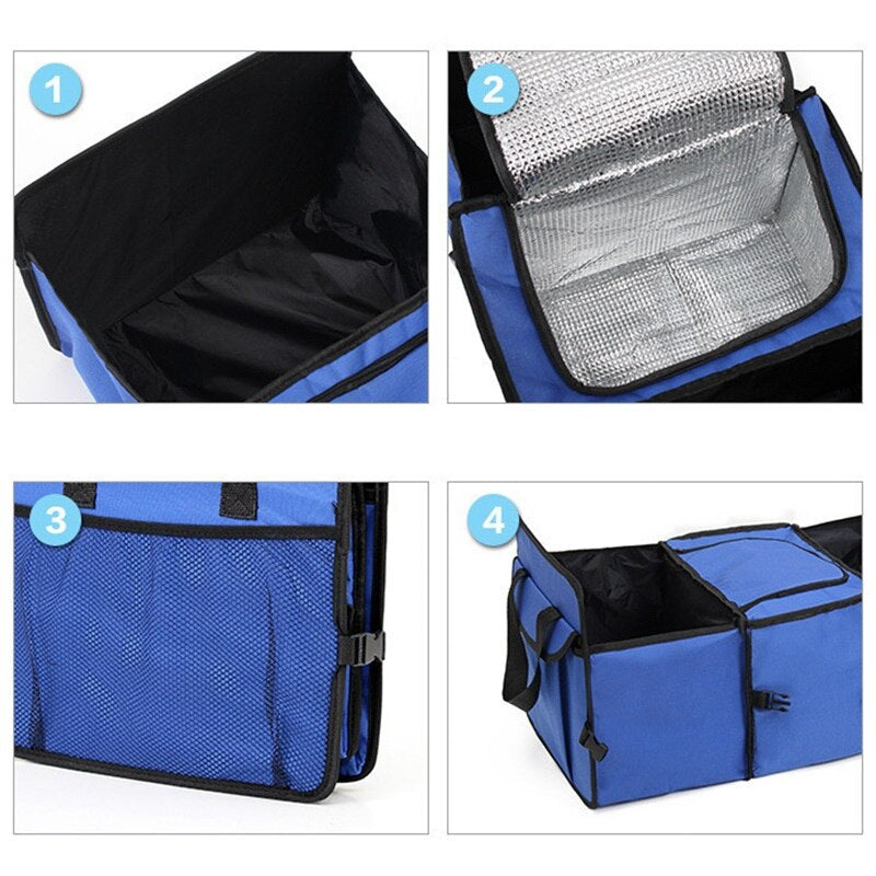 Moonval Car Trunk Organizer, Foldable Multi-Compartment Storage Box with Carry Handles