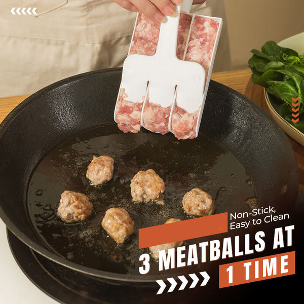 Moonval Triple Meatball Maker, Non-Stick 3-at-Once Meatball Mold with Easy-Release Handle