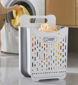 Moonval Collapsible Hanging Laundry Basket, Foldable Clothes Hamper with Carry Handles for Closet & Laundry