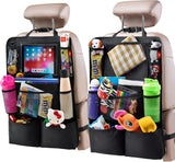 Moonval Backseat Car Organizer, 2-Pack Seat Protectors with Tablet Holder & 9 Storage Pockets