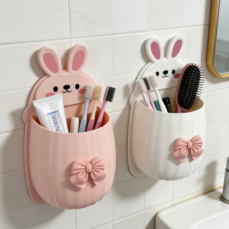 Moonval Rabbit Wall Organizer, Adhesive Storage Rack for Bathroom, Desk & Daily Essentials