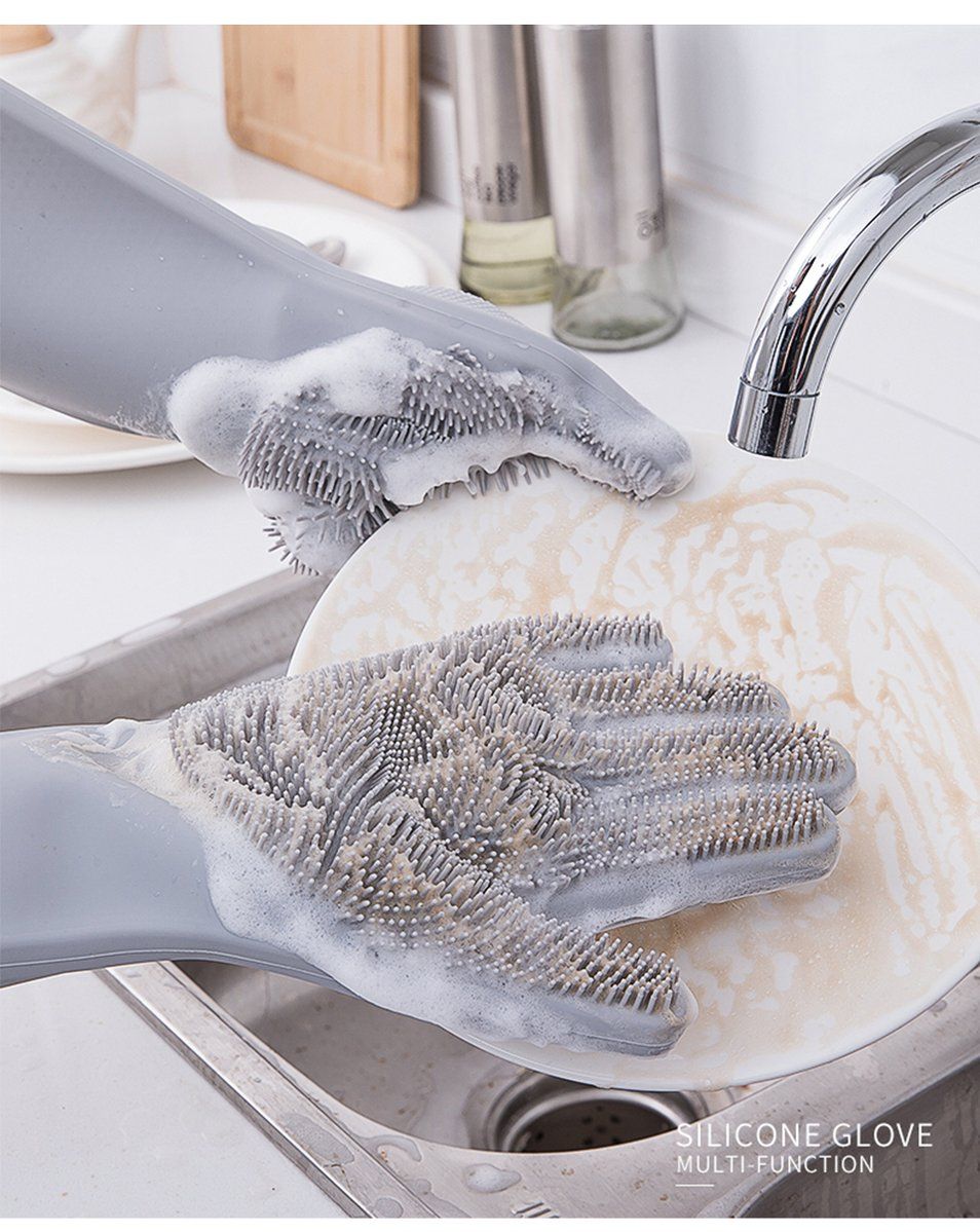 Moonval Multifunction Cleaning Gloves, Reusable Household Scrubbing Gloves for Kitchen & Bathroom