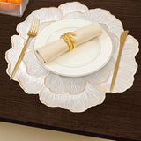 Moonval Floral Round Placemat, Gold-Trim Waterproof PVC Table Mat with Anti-Skid Base