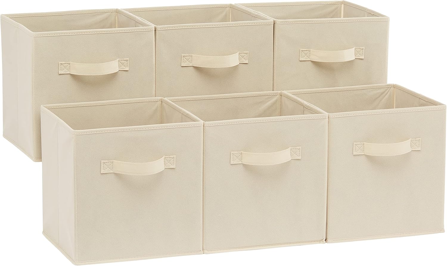 Moonval Fabric Storage Cubes, 6-Pack Collapsible Organizer Bins with Handles for Closet & Shelves