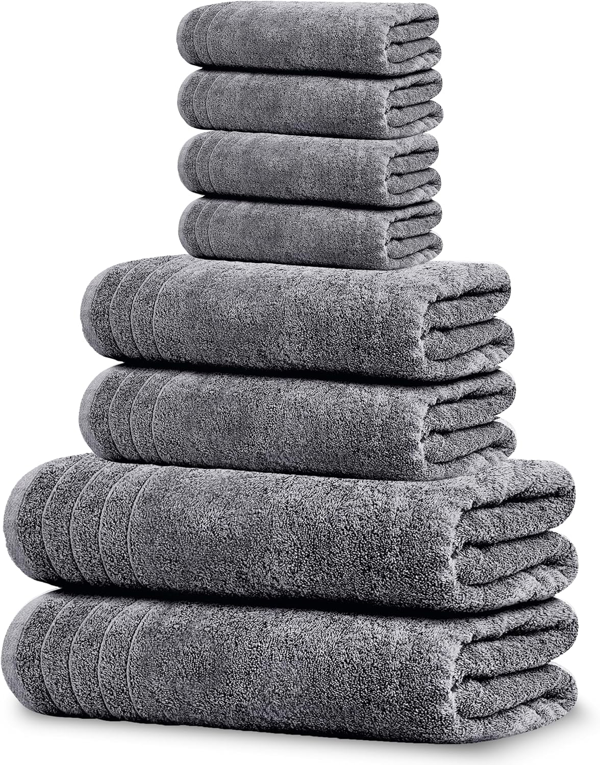 Moonval Cotton Towel Set, 8-Piece Bathroom Towels with 2 Bath, 2 Hand & 4 Washcloths