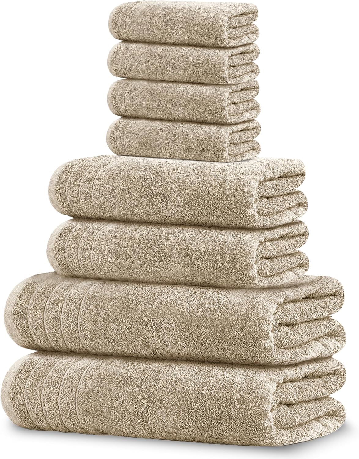 Moonval Cotton Towel Set, 8-Piece Bathroom Towels with 2 Bath, 2 Hand & 4 Washcloths