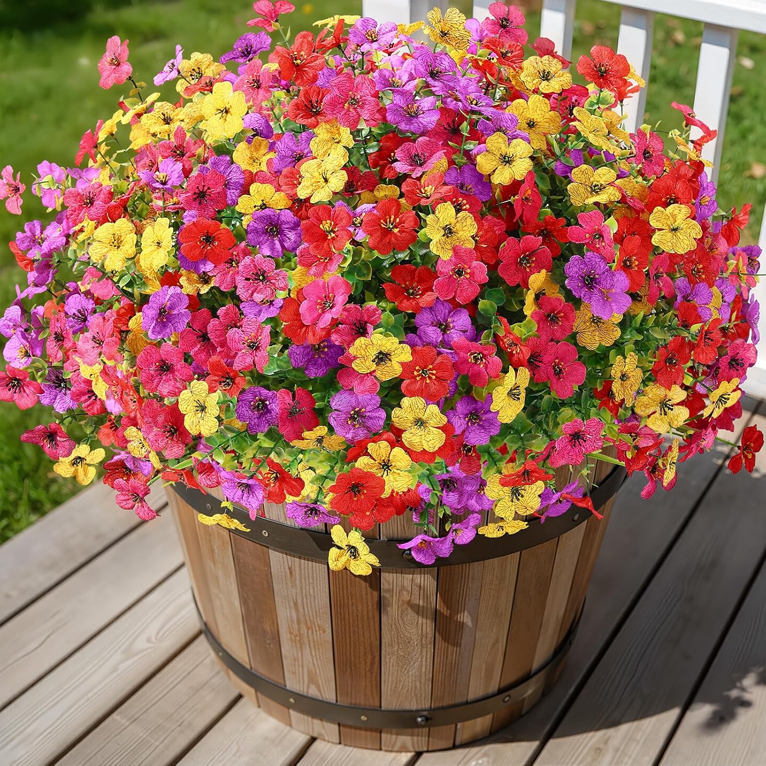 Moonval Artificial Daisy Flowers, 24 Bundles UV-Resistant Faux Outdoor Plants for Home & Garden Decor