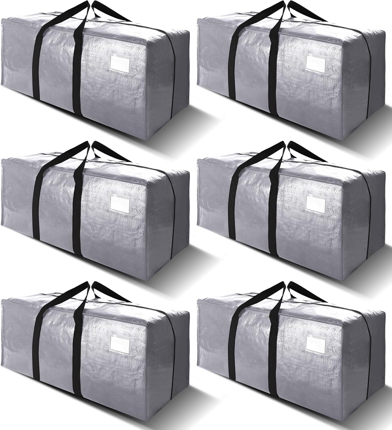 Moonval Moving Bags, 6-Pack Extra Large Heavy-Duty Storage Totes with Backpack Straps & Zippers