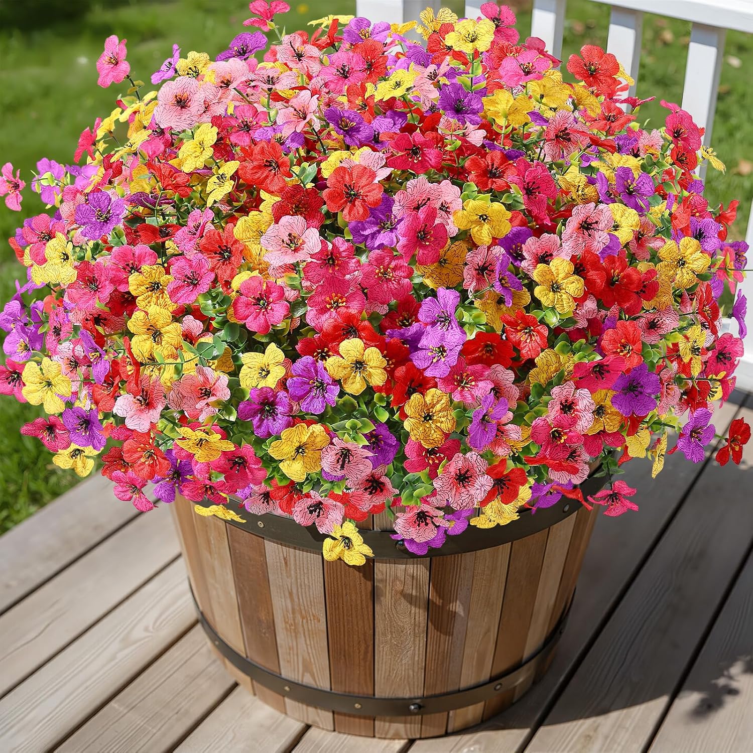 Moonval Artificial Daisy Flowers, 24 Bundles UV-Resistant Faux Outdoor Plants for Home & Garden Decor