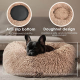 Moonval Calming Pet Bed, 60cm Plush Donut Dog & Cat Bed for Cozy Comfort