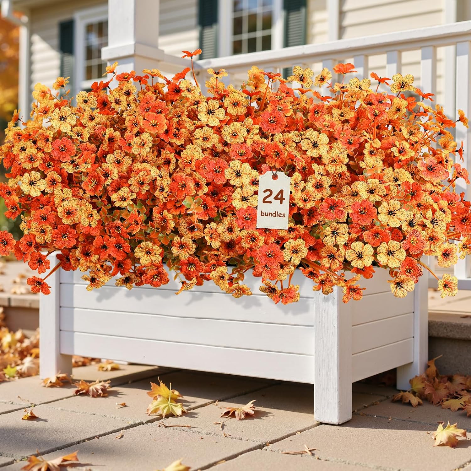 Moonval Artificial Daisy Flowers, 24 Bundles UV-Resistant Faux Outdoor Plants for Home & Garden Decor