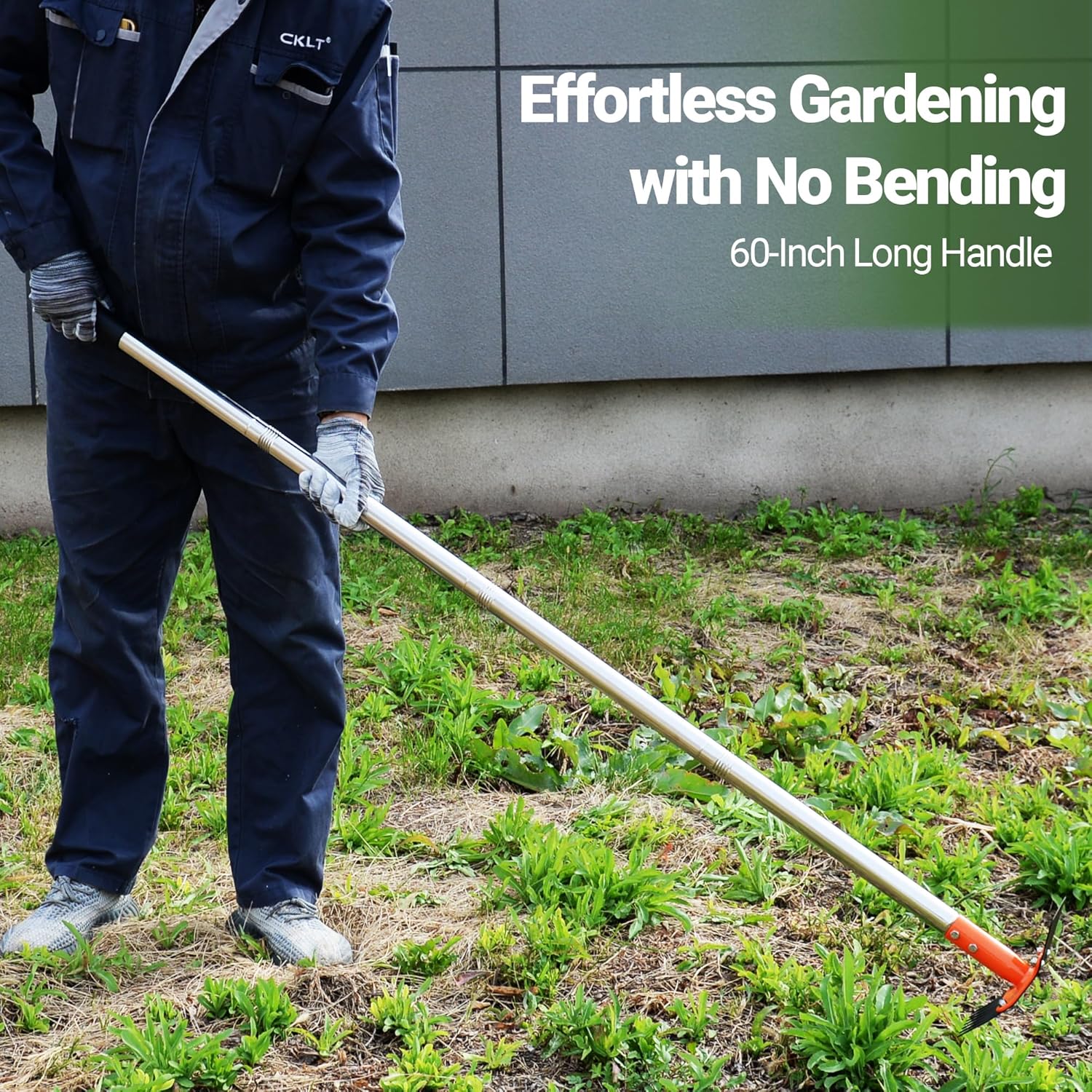 Moonval 2-in-1 Garden Hoe & Weed Puller, 60-Inch Adjustable Steel Weeding Rake