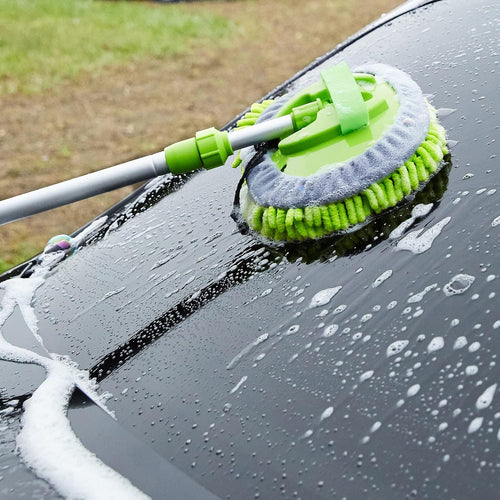 Moonval 2-in-1 Car Wash Brush Mop Kit, Extendable Microfiber Cleaning Mop for Cars & Home