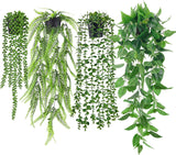 Moonval 4Pcs Fake Plants, Artificial Plants Fake Hanging Plants for Boho Home Bathroom Bedroom Living Room Office Wall Shelf Decor Indoor Outdoor