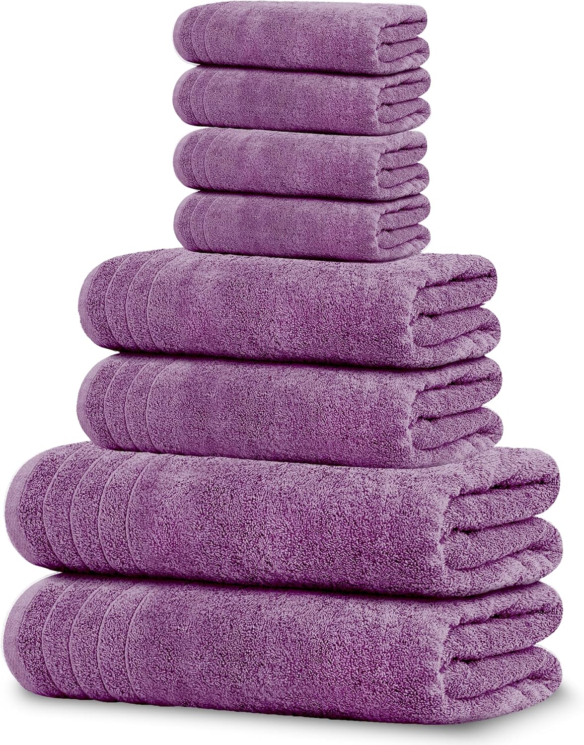 Moonval Cotton Towel Set, 8-Piece Bathroom Towels with 2 Bath, 2 Hand & 4 Washcloths