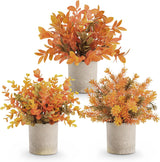 Moonval Mini Artificial Potted Plants, Set of 3 Faux Eucalyptus for Home, Office & Desk Decor