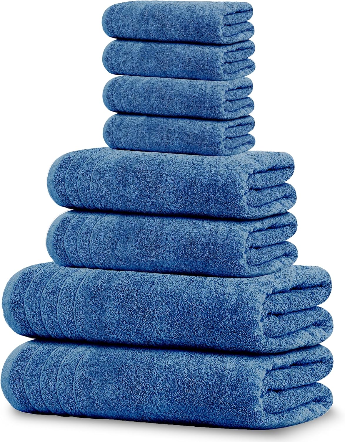 Moonval Cotton Towel Set, 8-Piece Bathroom Towels with 2 Bath, 2 Hand & 4 Washcloths