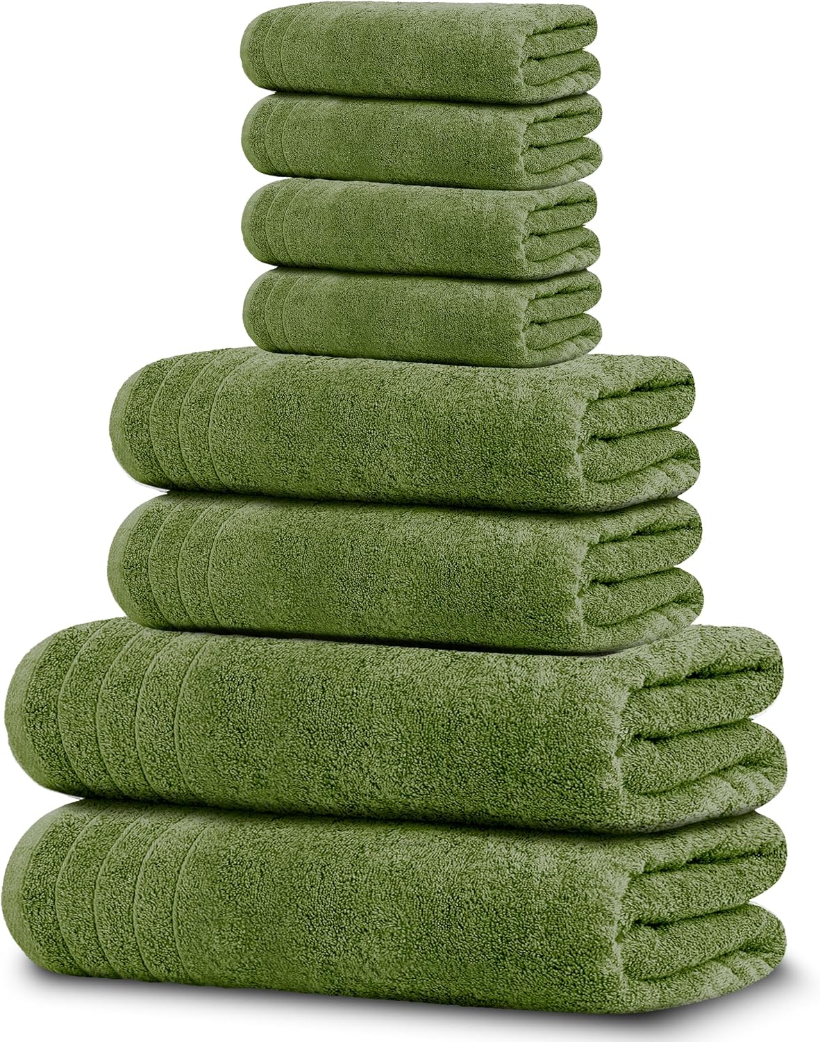 Moonval Cotton Towel Set, 8-Piece Bathroom Towels with 2 Bath, 2 Hand & 4 Washcloths