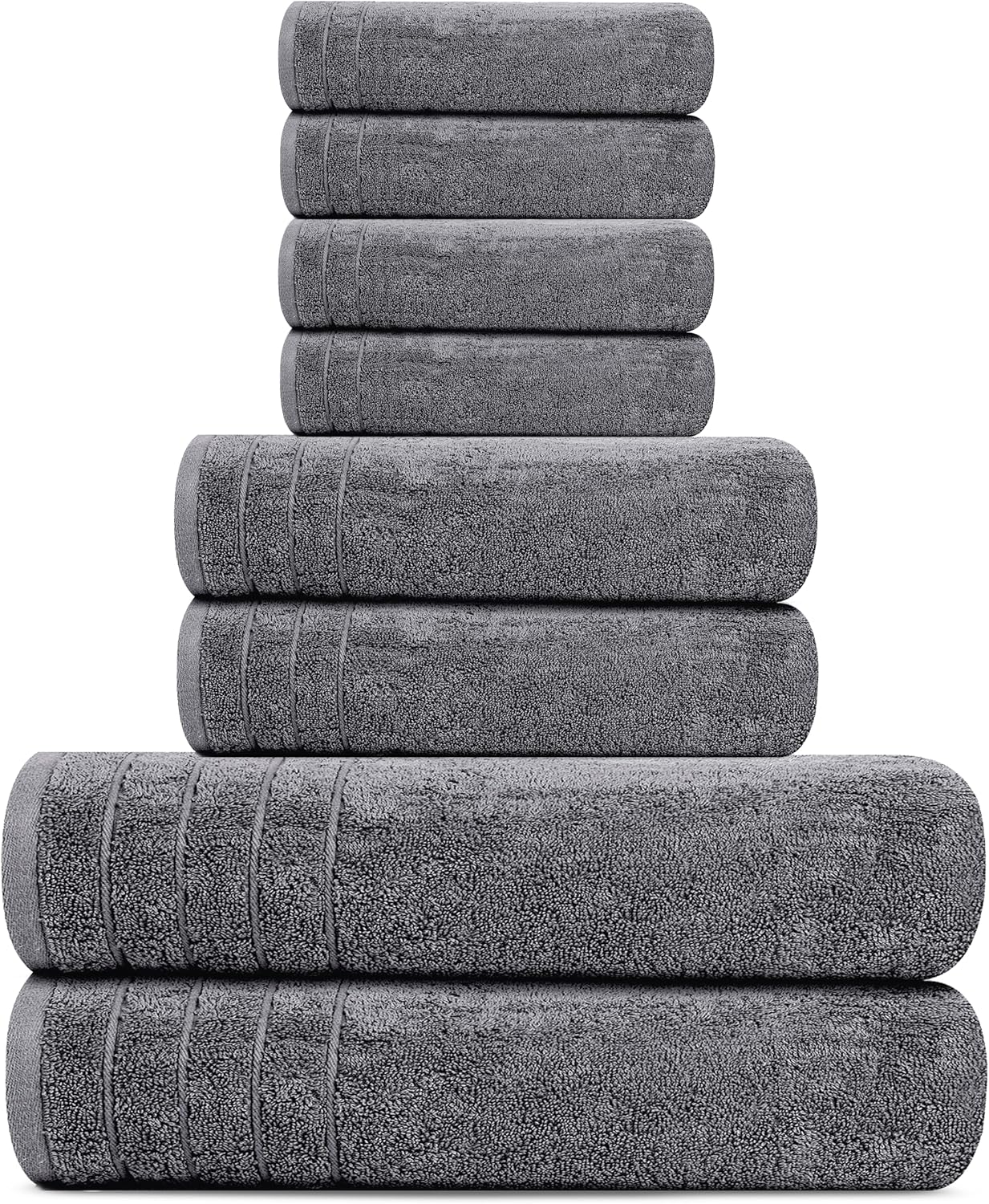 Moonval Cotton Towel Set, 8-Piece Bathroom Towels with 2 Bath, 2 Hand & 4 Washcloths