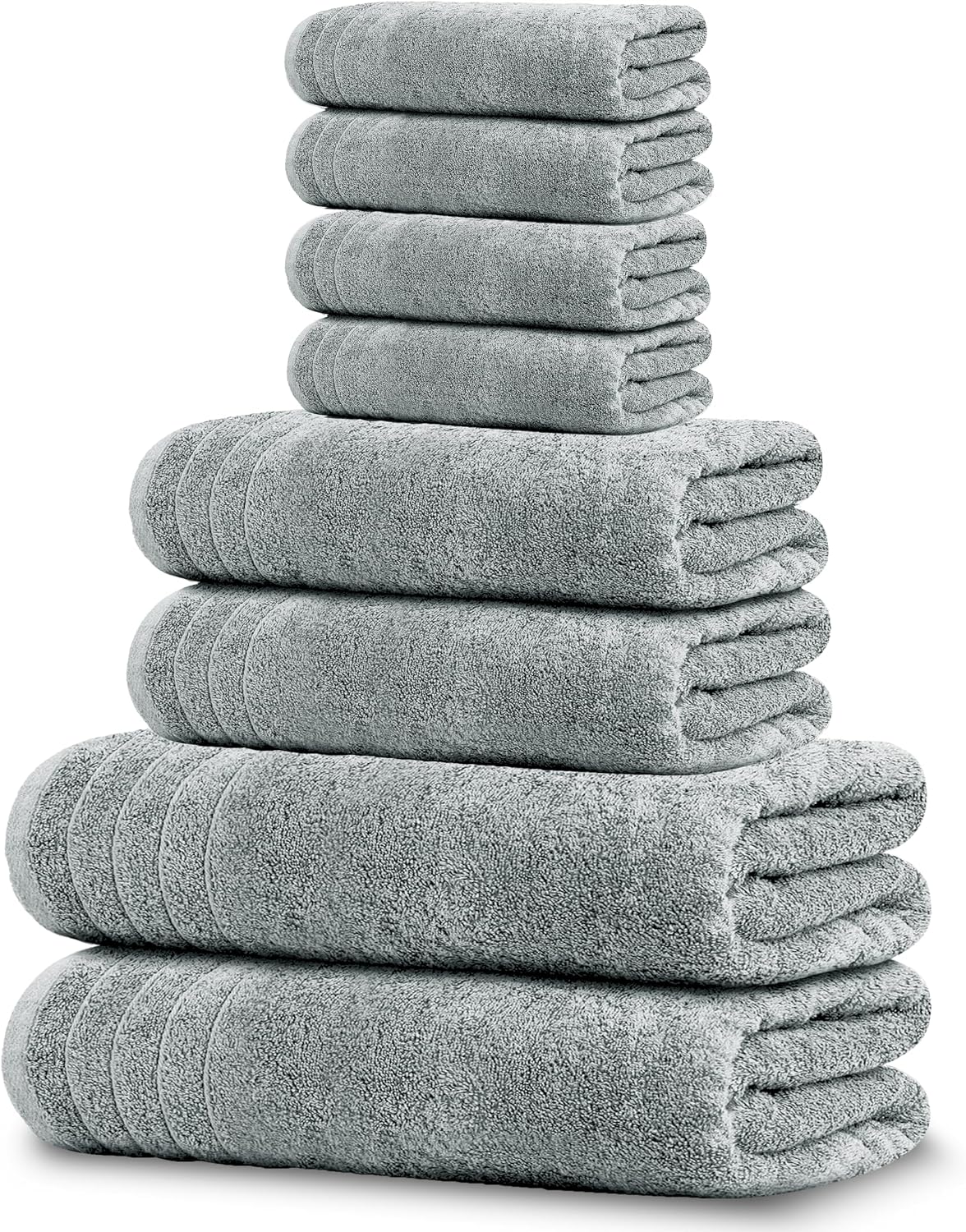Moonval Cotton Towel Set, 8-Piece Bathroom Towels with 2 Bath, 2 Hand & 4 Washcloths