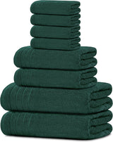 Moonval Cotton Towel Set, 8-Piece Bathroom Towels with 2 Bath, 2 Hand & 4 Washcloths