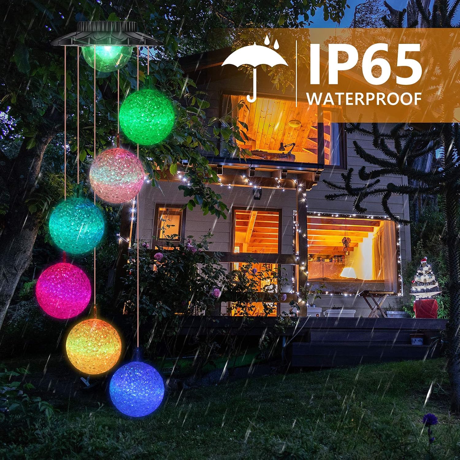 Moonval Solar Wind Chimes, Color-Changing LED Globe Hanging Lights for Patio & Garden Decor