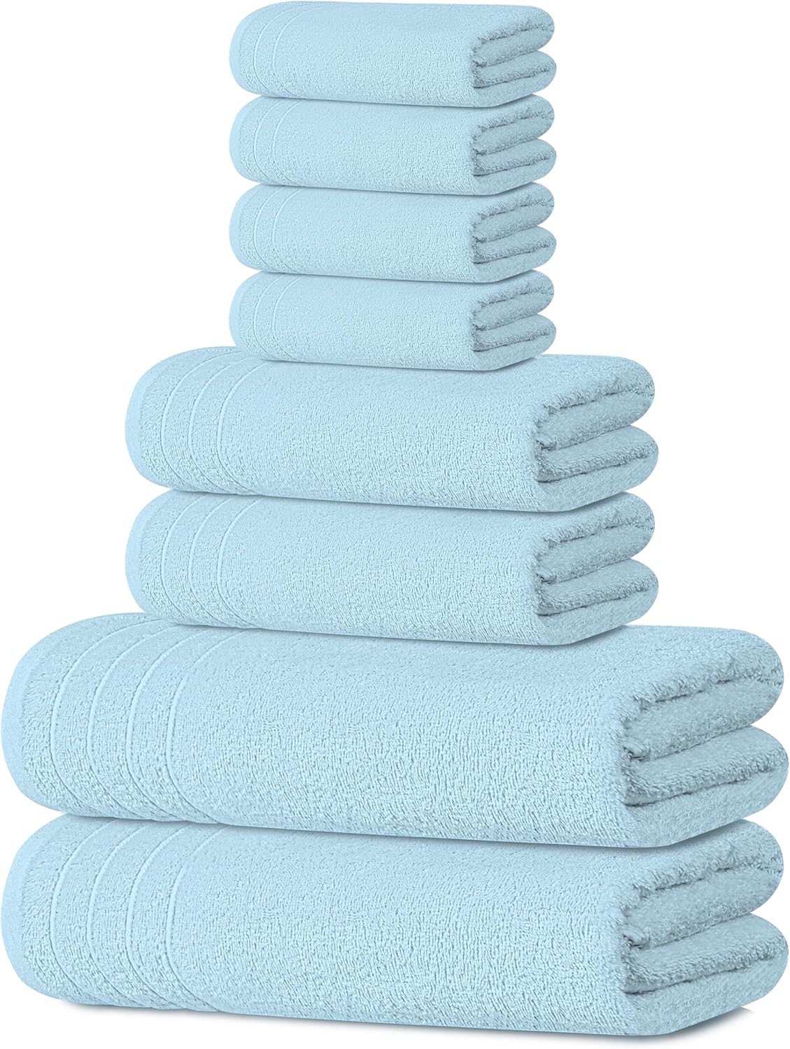 Moonval Cotton Towel Set, 8-Piece Bathroom Towels with 2 Bath, 2 Hand & 4 Washcloths
