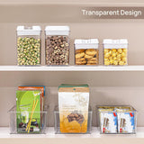 Moonval Food Storage Organizer Bins, Clear Pantry Containers with 4 Compartments for Snacks & Packets
