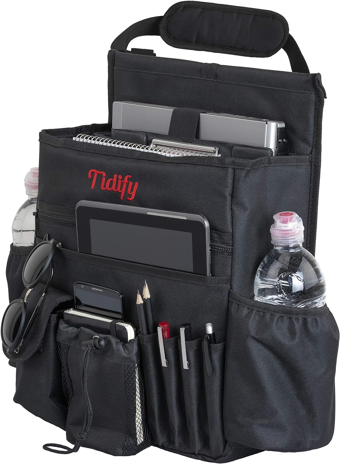 Moonval Front Seat Organizer, Car Office Storage with Tablet & Laptop Compartments and Shoulder Strap