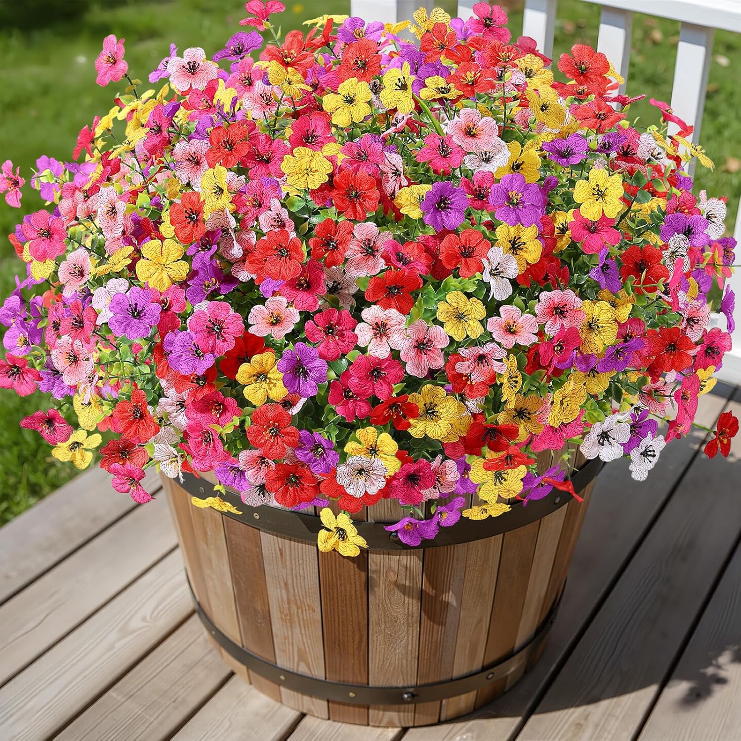 Moonval Artificial Daisy Flowers, 24 Bundles UV-Resistant Faux Outdoor Plants for Home & Garden Decor