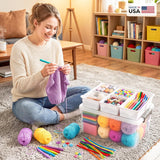 Moonval Craft Storage Box, Clear Organizer with Removable Tray for Art & Sewing Supplies