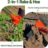 Moonval 2-in-1 Garden Hoe & Weed Puller, 60-Inch Adjustable Steel Weeding Rake