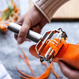 Moonval Julienne Vegetable Peeler, Stainless Steel Dual-Blade Shredder for Carrots & Cucumbers