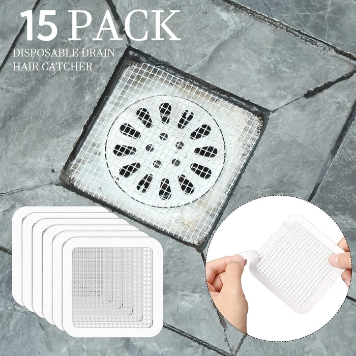 Moonval Self-Adhesive Drain Hair Catcher, Fine Mesh Cover for Shower and Floor Drains